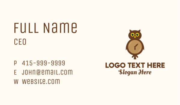 Owl Wall Clock Business Card Design Image Preview