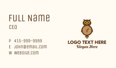 Owl Wall Clock Business Card Image Preview