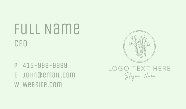 Natural Plant Embroidery Business Card Design Image Preview