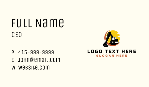 Excavator Backhoe Construction Business Card Design Image Preview