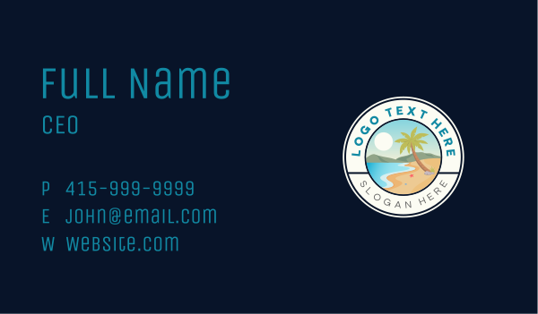 Summer Tropical Beach Business Card Design Image Preview
