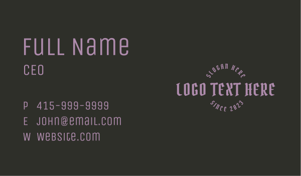 Urban Gothic Wordmark Business Card Design Image Preview