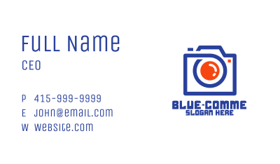 Blue Orange Camera Outline Business Card Image Preview
