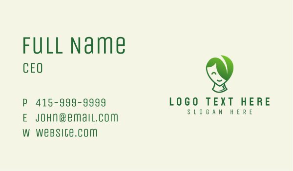 Leaf Hair Person Mascot Business Card Design Image Preview