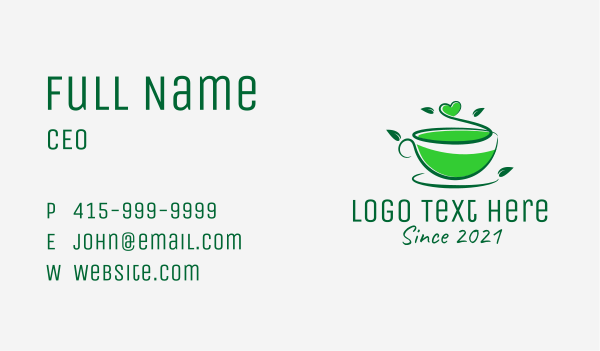 Natural Green Tea  Business Card Design Image Preview