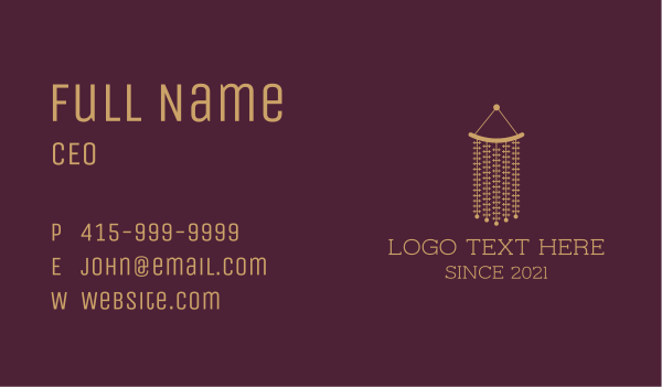 Gold Macrame Ornament Business Card Design Image Preview