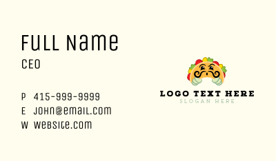 Mexican Taco Moustache Business Card Image Preview