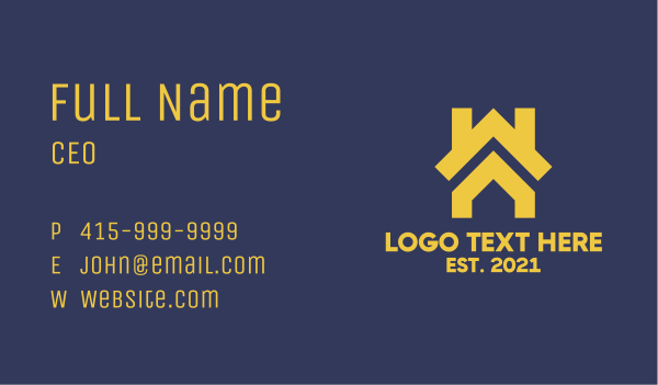 Yellow Housing Contractor  Business Card Design Image Preview