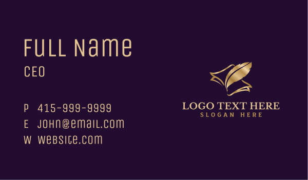 Paper Feather Quill Business Card Design Image Preview
