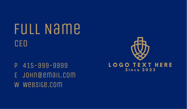 Gold Tower Shield Business Card Design Image Preview
