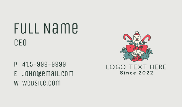 Festive Holiday Wreath Business Card Design Image Preview