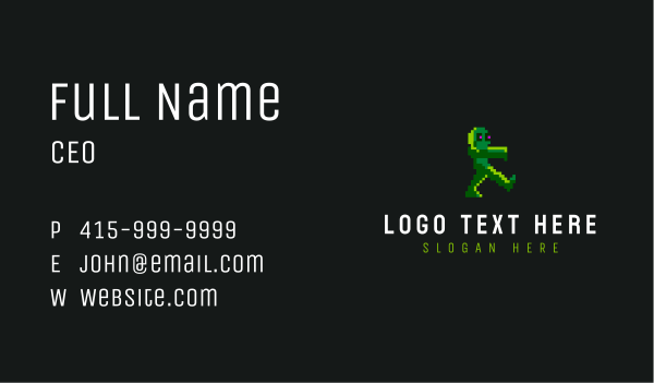 Gaming Pixelated Zombie Business Card Design Image Preview