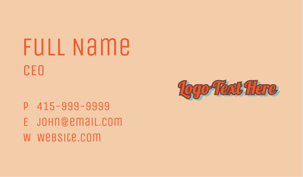 Script Retro Wordmark Business Card Design Image Preview