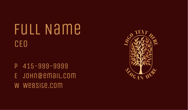 Gradient Tree Garden Business Card Design Image Preview