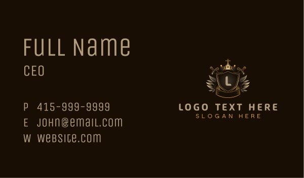 Shield Crown Sword Weaponry Business Card Design Image Preview