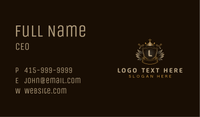Shield Crown Sword Weaponry Business Card Image Preview