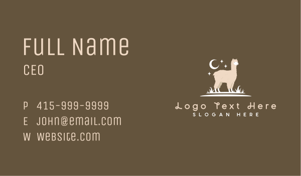 Alpaca Llama Grass Business Card Design Image Preview