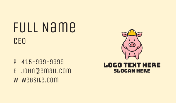 Construction Worker Pig Business Card Design