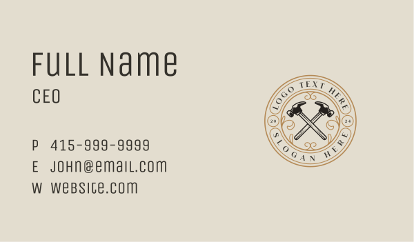 Hammer Construction Carpentry Business Card Design Image Preview