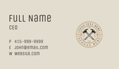 Hammer Construction Carpentry Business Card Image Preview