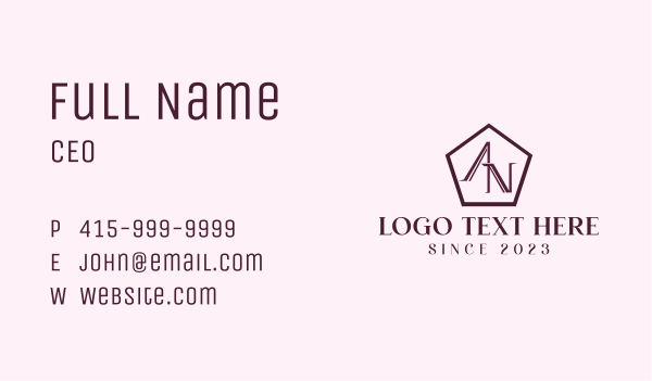 Maroon Pentagon Lettermark Business Card Design Image Preview