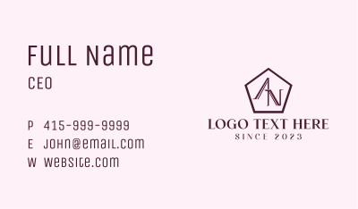 Maroon Pentagon Lettermark Business Card Image Preview