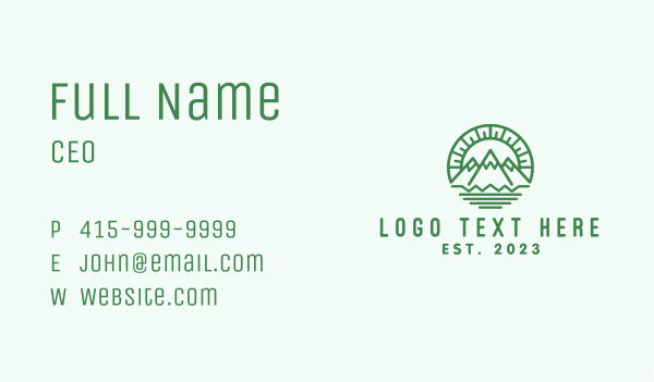Green Outdoor Mountain Camping  Business Card Design Image Preview