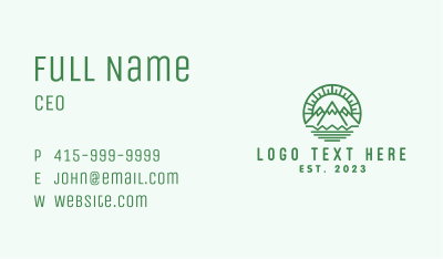 Green Outdoor Mountain Camping  Business Card Image Preview