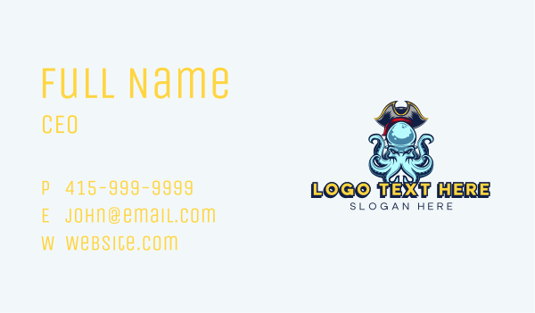 Pirate Octopus Gaming Business Card Design Image Preview