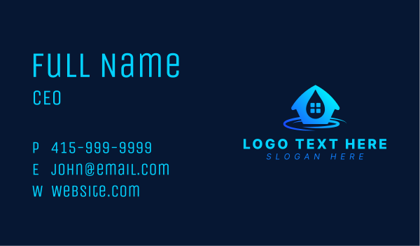 Aqua House Droplet Business Card Design Image Preview