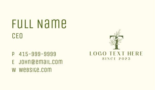 Letter T Plant Business Card Design Image Preview