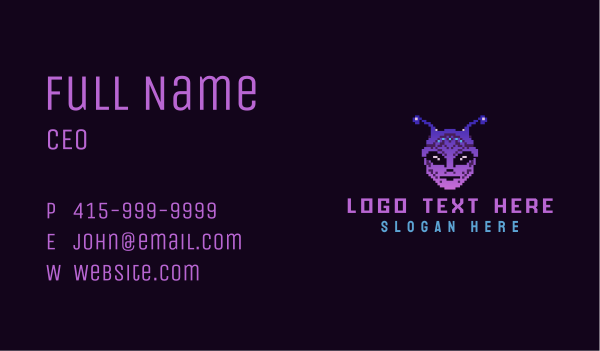 Pixel Retro Alien  Business Card Design Image Preview