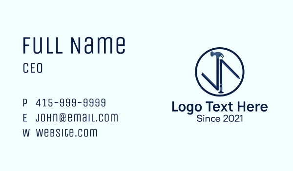 Hammer Nail Badge Business Card Design Image Preview