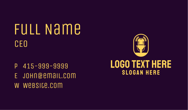 Microphone Live Podcast Business Card Design Image Preview