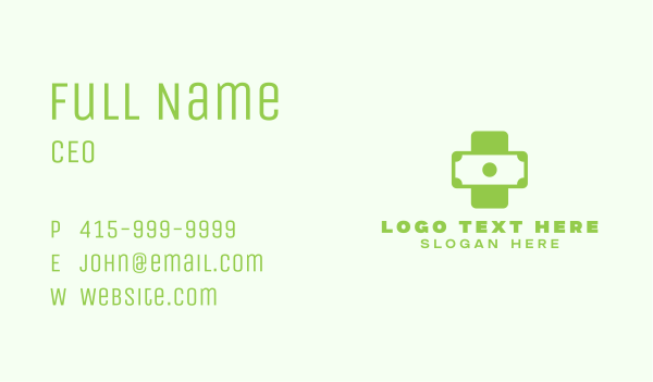 Green Medical Money Bill Business Card Design Image Preview