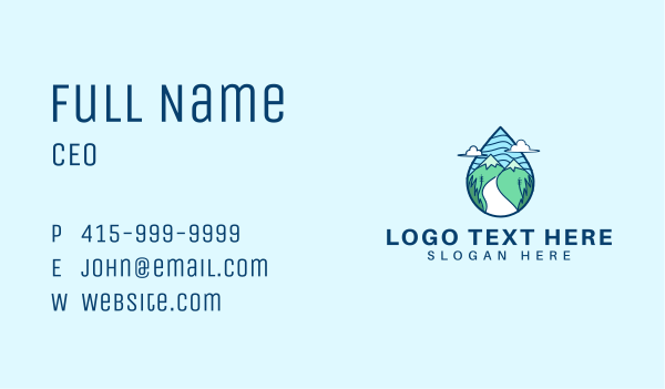 Mountain Water Droplet  Business Card Design Image Preview