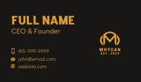 Golden Headphone Letter M  Business Card Image Preview