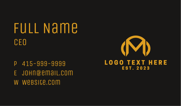 Golden Headphone Letter M  Business Card Design Image Preview