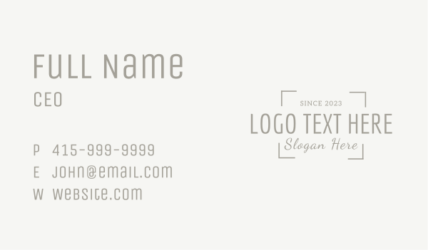 Simple Classic Wordmark Business Card Design Image Preview