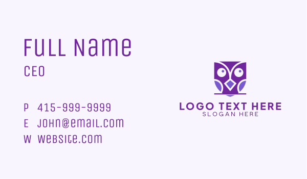 Purple Owl   Business Card Design Image Preview