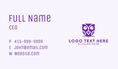 Purple Owl   Business Card Image Preview