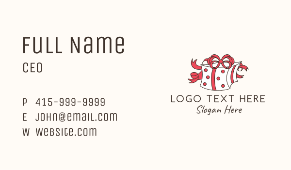 Ribbon Holiday Gift Business Card Design Image Preview