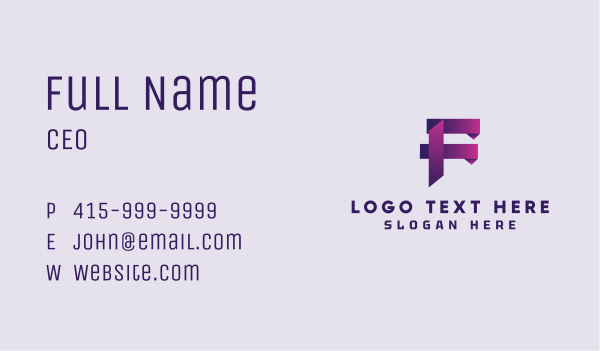 Gradient Origami Letter F Business Card Design Image Preview