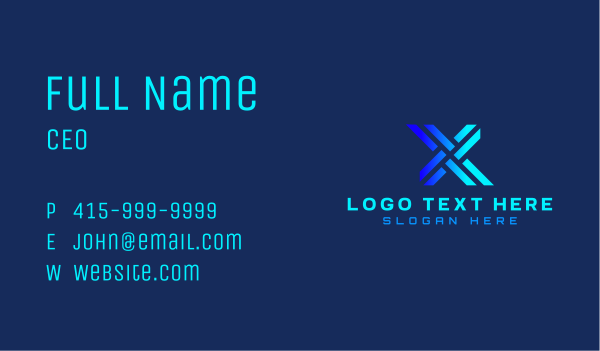 Gradient Tech Letter X Business Card Design Image Preview