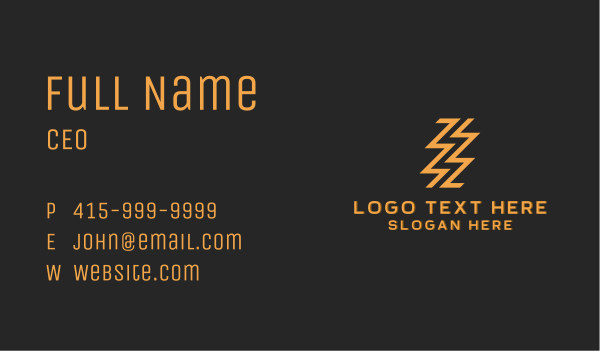 Zigzag Lightning Bolt Business Card Design Image Preview