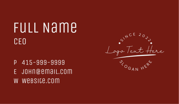 Signature Round Wordmark Business Card Design Image Preview