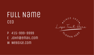 Signature Round Wordmark Business Card Image Preview