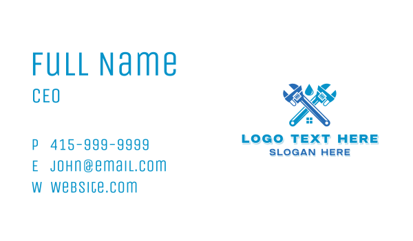 Plumbing Droplet Wrench Business Card Design Image Preview