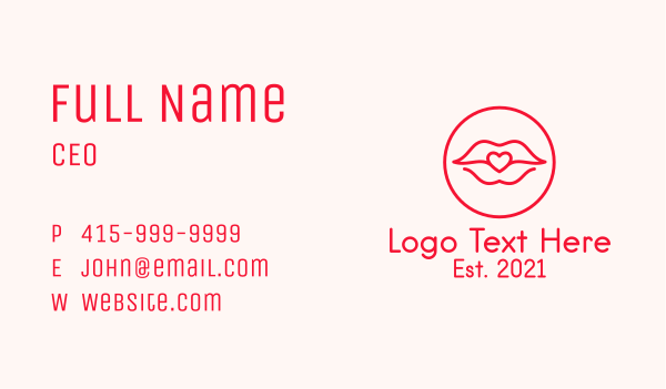 Heart Lips Badge Business Card Design Image Preview
