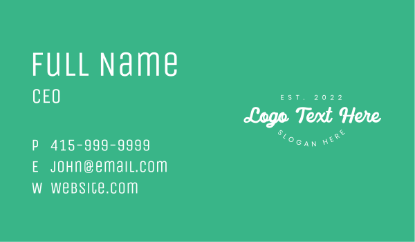 Simple White Wordmark Business Card Design Image Preview